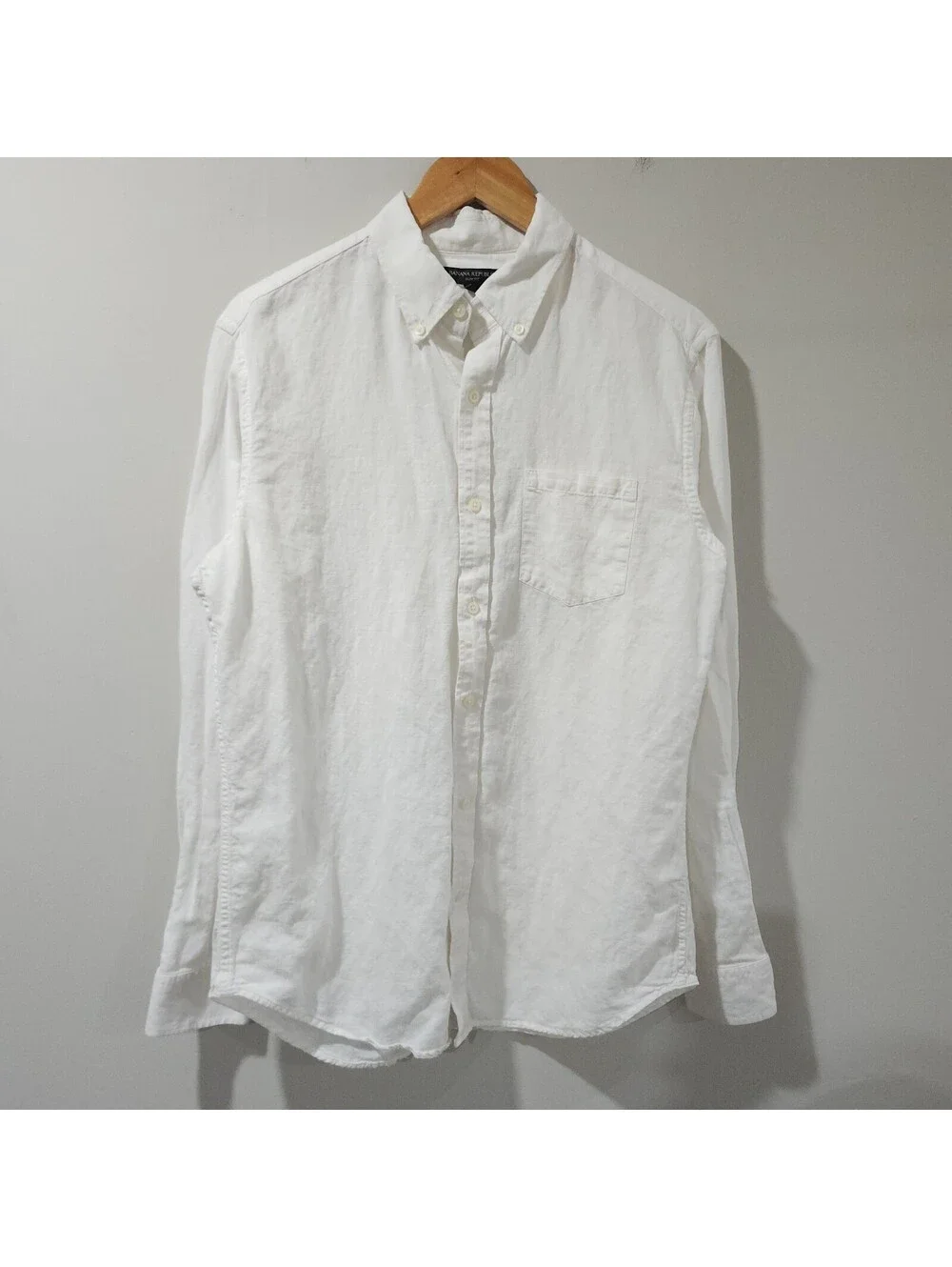 Banana Republic Linen Button Up Shirt Mens Medium Cabana Preppy Summer Beach